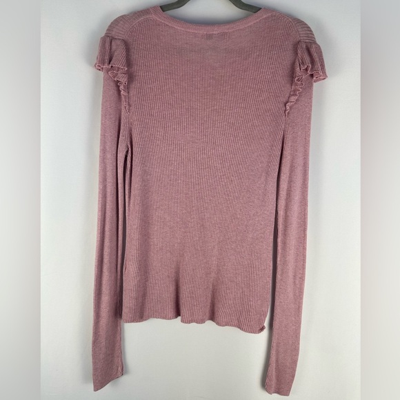 Madewell Pink Ribbed Knit Long Sleeve Shirt Top - Picture 9 of 10